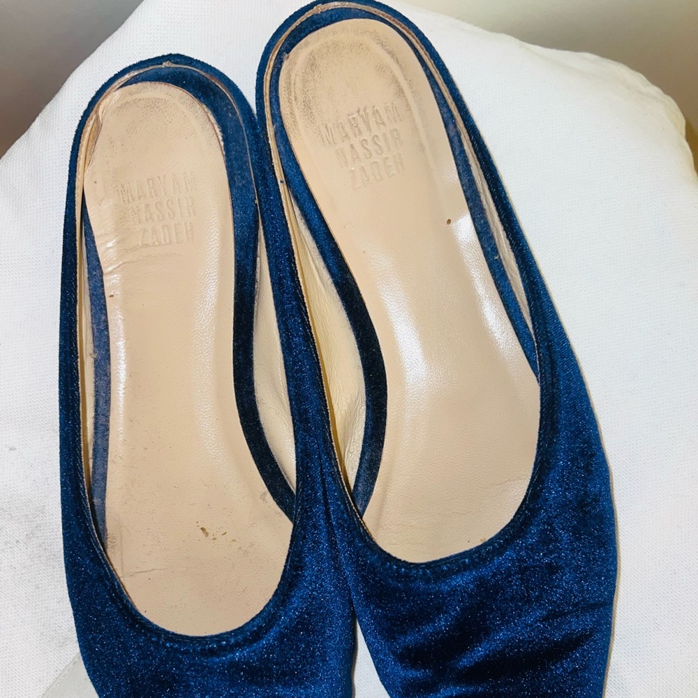 Maryam Nassir Zadeh Mules in Navy Blue Velvet - Picture 3 of 3